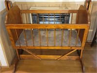 Vintage Wooden Baby Cradle
