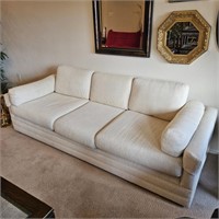 Mid Century Milo Baughman Cream Cloth Sofa