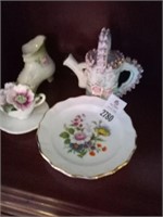 Cup & Saucer w/ Flowers, Shoe,Etc