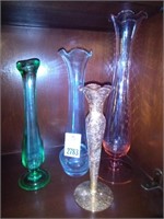 4 Glass Bud Vases