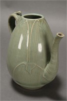 Chinese Celadon Glaze Lotus Teapot,