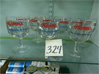 (6) Hamm's Schooner Glasses (6")  -