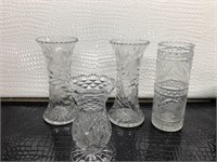 lot of 4 Crystal Vases