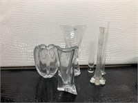 lot of 6 Crystal Vases