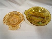 Iridescent Amber Indiana Glass Marigold Divided