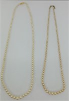 2 Vintage faux Pearl necklaces 22" and 24"