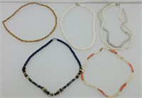 5 shell necklace lot 16" and 18"
