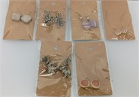 6 pc new handmade crystal earrings