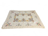 Vintage Hand Stitched Linen Table Cloth