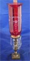 Etched Cranberry Glass Lamp