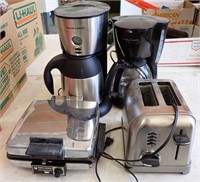 WAFFLE IRON, (2) COFFEE MAKERS, TOASTER