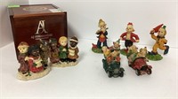 Clown Figurines, Caroling Figurines & Cigar Box