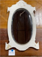 Vtg Carved Painted Wood Mirror 32”x 18 3/8”