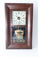 19th C. New Haven Clock Co. mahogany mantle clock