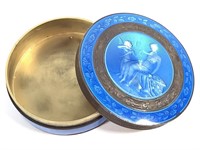 .950 Silver Guilloche Enameled Snuff Box Cupid