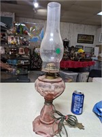 VTG Pink Glass Kerosene Lamp