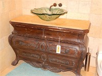 Wood Vanity with Glass Pedestal Sink