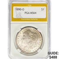 1890-O Morgan Silver Dollar PGA MS64
