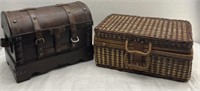 Wooden Chest & Picnic Basket 18x12x8in
