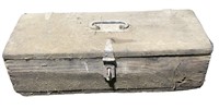Wooden tool box & contents including C clamp,