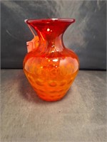 Blown Amberina Thumbprint Vase