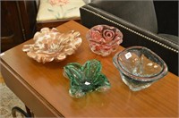 Four Murano glass dishes