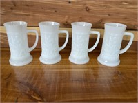 4CT OF VINTAGE FEDERAL GLASS CO MILK GLASS STEINS
