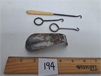 Vintage Button Hooks and JC Penney Shoe Horn