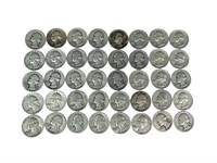 LOT OF 40 WASHINGTON 90% SILVER QUARTERS