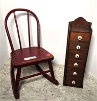 Doll Rocking Chair & Wall Drawers