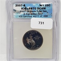 ICG 2007-S PR70DCAM WY Quarter 25 Cents