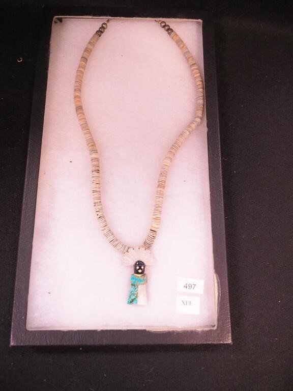 24" shell necklace and pendant with mother