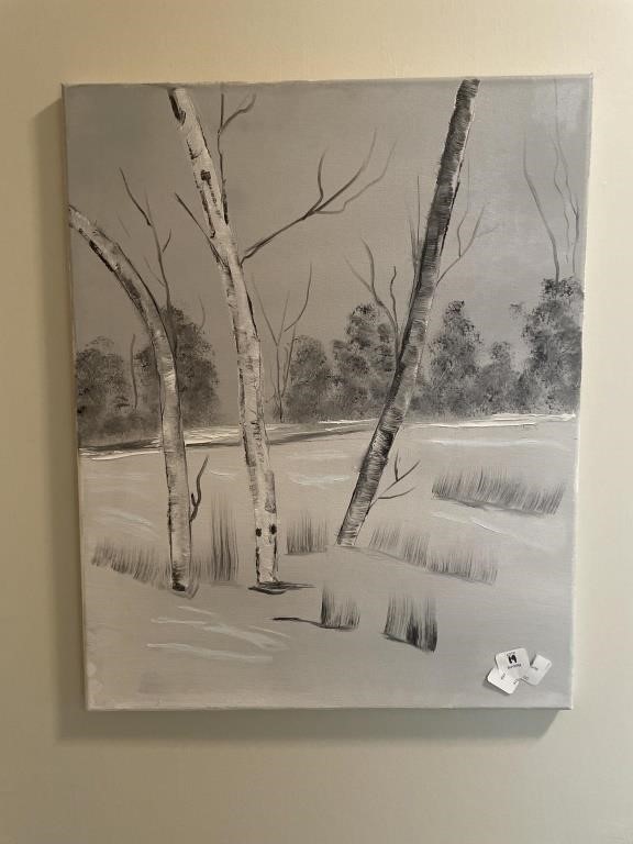 WINTER SCENE - OIL ON CANVAS BY LOCAL ARTIST -