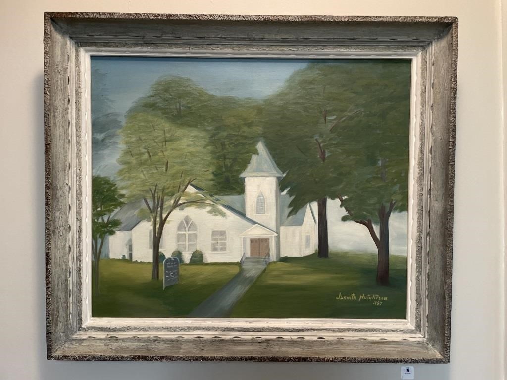 CHURCH SCENE - OIL ON CANVAS BY JAUNITA