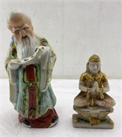 9in Antique Chinese porcelain figure and 6in