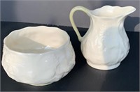 "Belleek" Creamer & Sugar "Lotus" Pattern