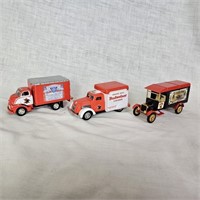 3 Budweiser Delivery Truck Ford Dodge GMC Die Cast