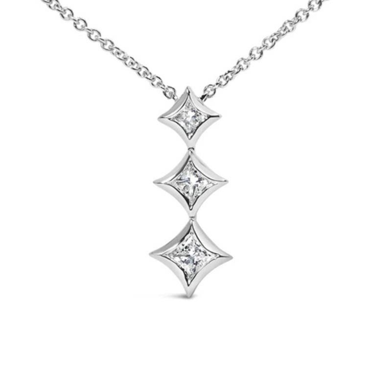 10K Gold Princess Cut Diamond Drop Pendant - 1/5 C