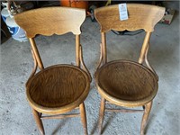 2 VTG SOLID WOOD CHAIRS MATCHING