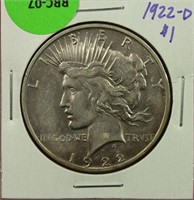 1922-D Peace Dollar AU