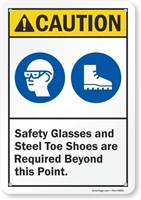 SmartSign "Caution - Safety Glasses And Steel Toe