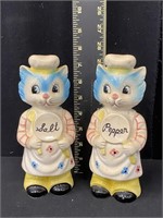 Pair of Vintage Handpainted Cat Salt & Pepper