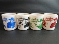 Hopalong Cassidy Milk Glass Collectable Mug Set