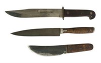 (3)FIXED BLADE KNIVES, BEATHE CUSTOM, TWO UNMARKED