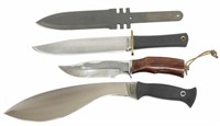 (4) FIXED KNIVES, COLT, TRAIL MASTER, COLD STEEL