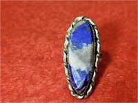 Size 8 1/2 Ring w/ Blue, Grey, White Stone
