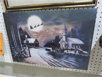 BATTERY OPERATED CHRISTMAS SCENE ON CANVAS