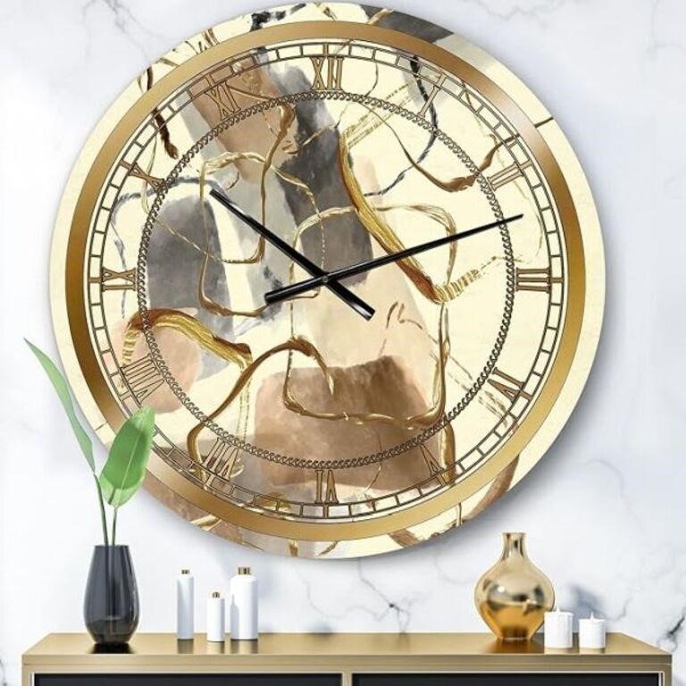 DesignQ Glam Wall Clock, Gold Glam Squares VIII,