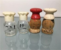 Vintage Faces Japan Salt & Pepper Shaker Glass