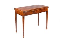 GEORGE III ENGLISH FLAME MAHOGANY TEA TABLE